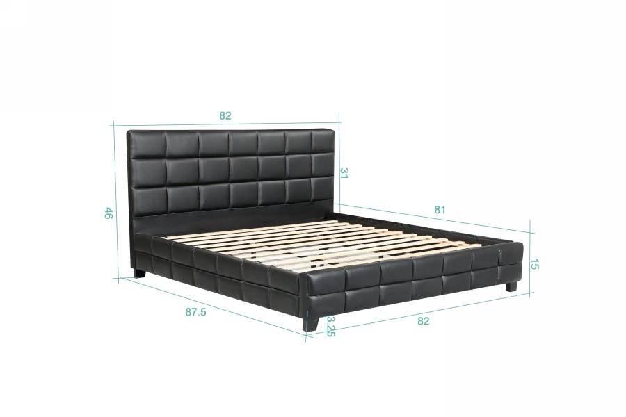 Husky Amelia platform bed, black, King size dimension diagram