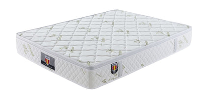 Husky Five Star Kingdom 11 inch pocket coil mattress with bamboo cover, angled view