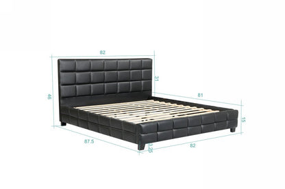 Husky Amelia platform bed, black, King size dimension diagram