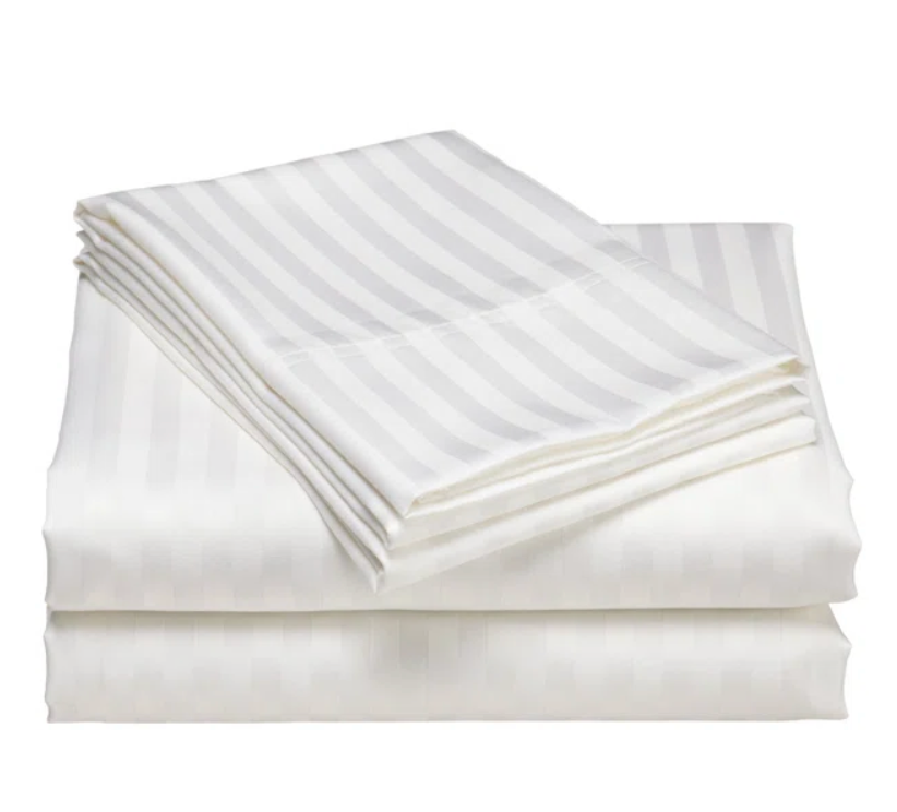 Duvet Covers, Damask White Striped