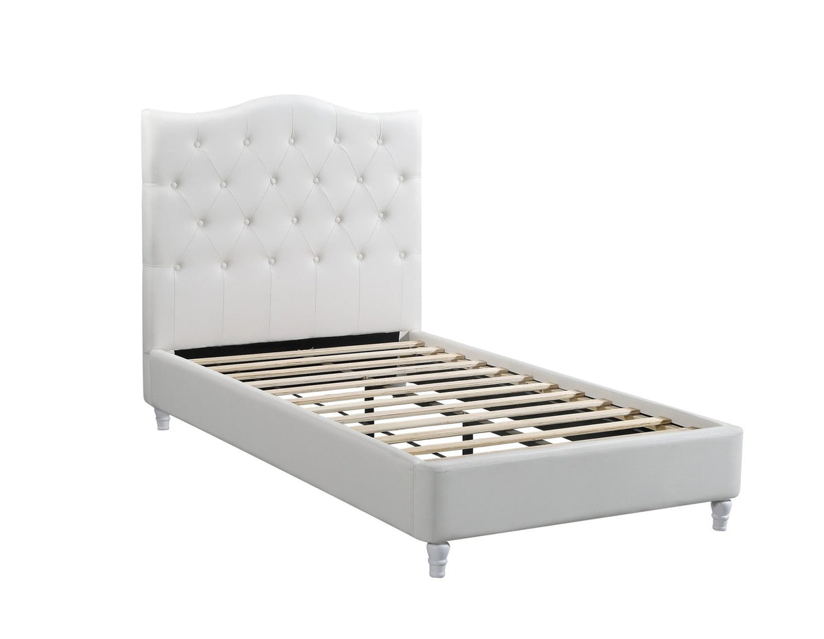 Husky Lily platform bed, white on a white background