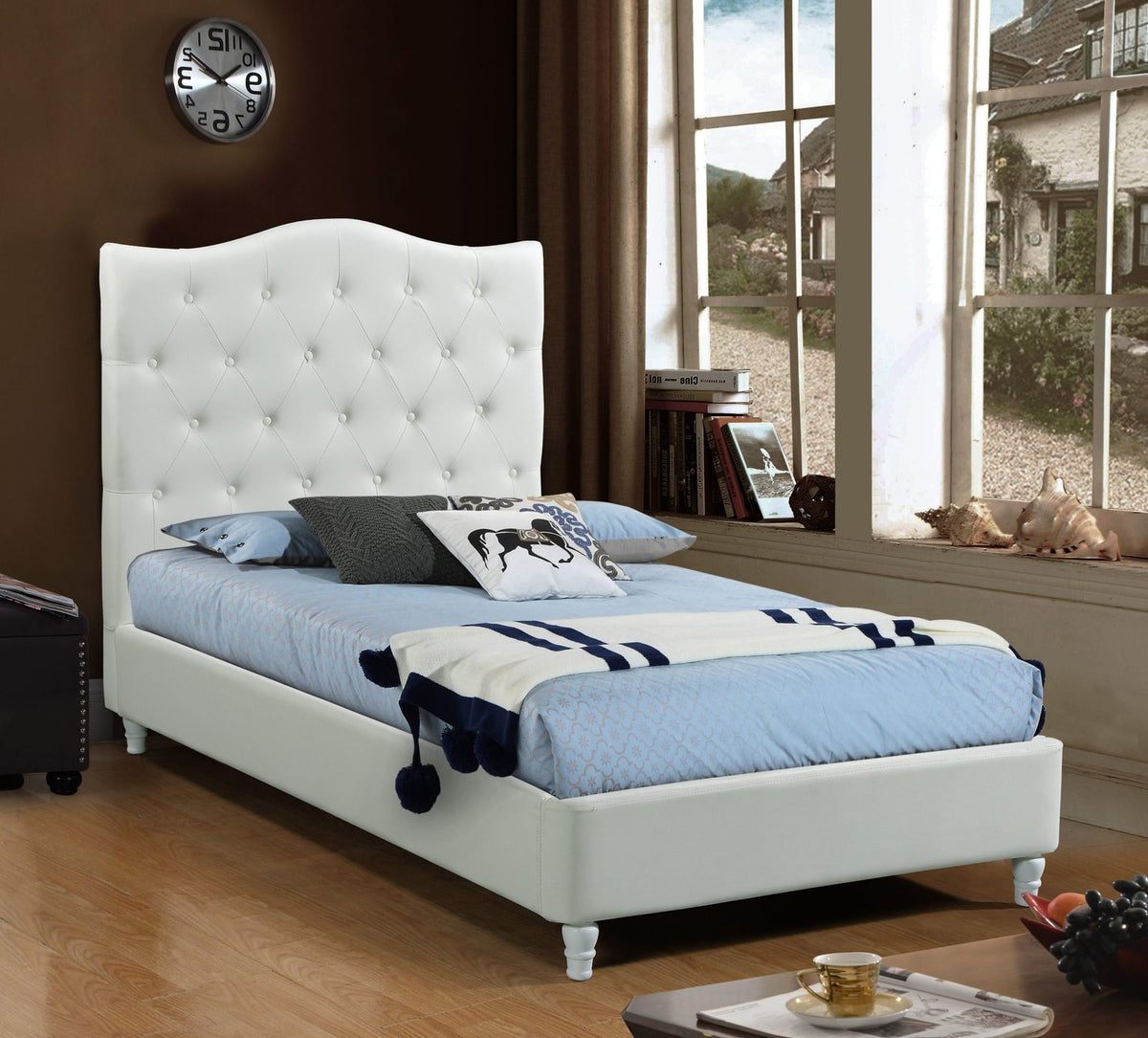 Husky Lily platform bed, white in a bedroom setting