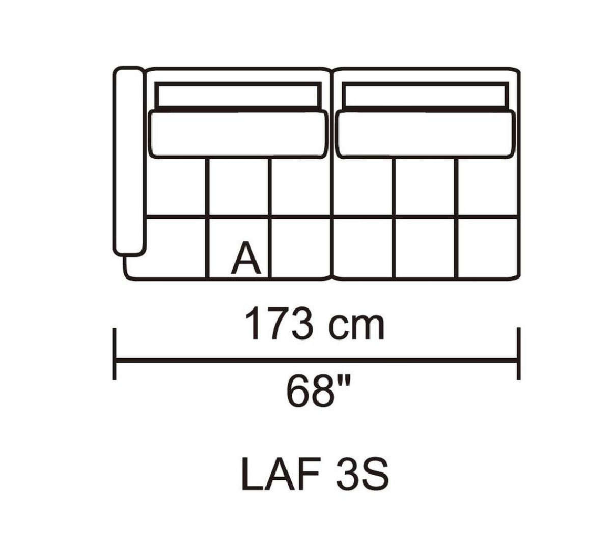 Husky Leggo left-arm 3-seat piece (right-facing set), 68"