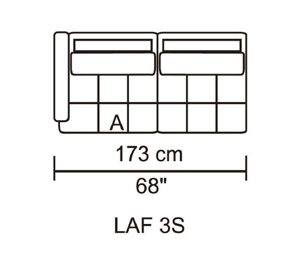 Husky Leggo left-arm 3-seat piece (right-facing set), 68"