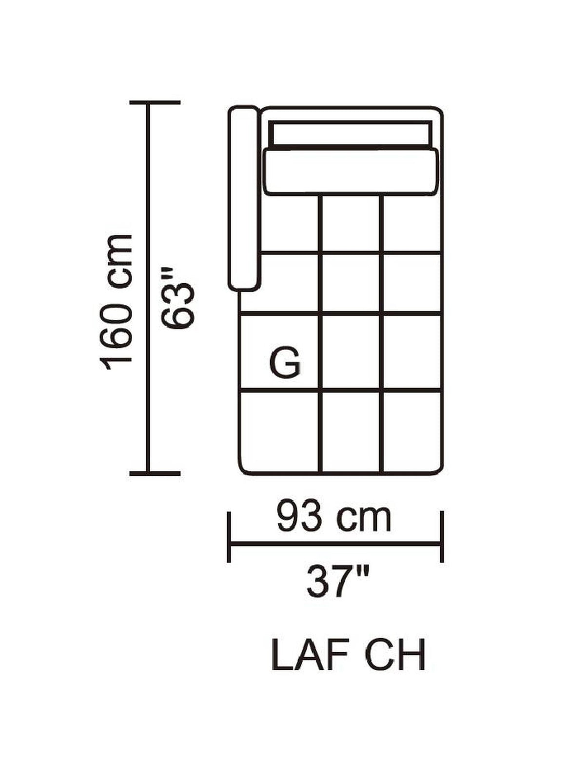 Husky Leggo left-arm chaise piece, 37" x 63"