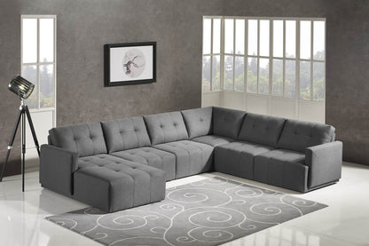 Husky Leggo grey 5-piece U-shaped sectional, left-facing chaise, in a living room