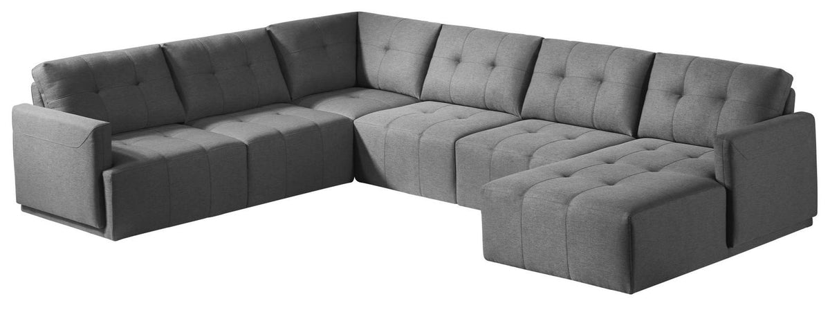 Husky Leggo grey 5-piece sectional, right-facing chaise