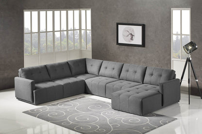 Husky Leggo grey 5-piece U-shaped sectional, right-facing chaise, in a living room