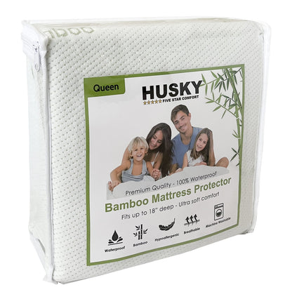 Husky Five Star Comfort Bamboo Waterproof Mattress Protector package, front