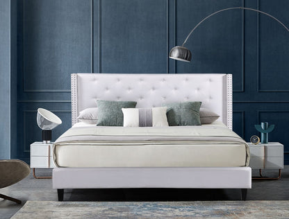 Husky Megan platform bed, white in a bedroom setting