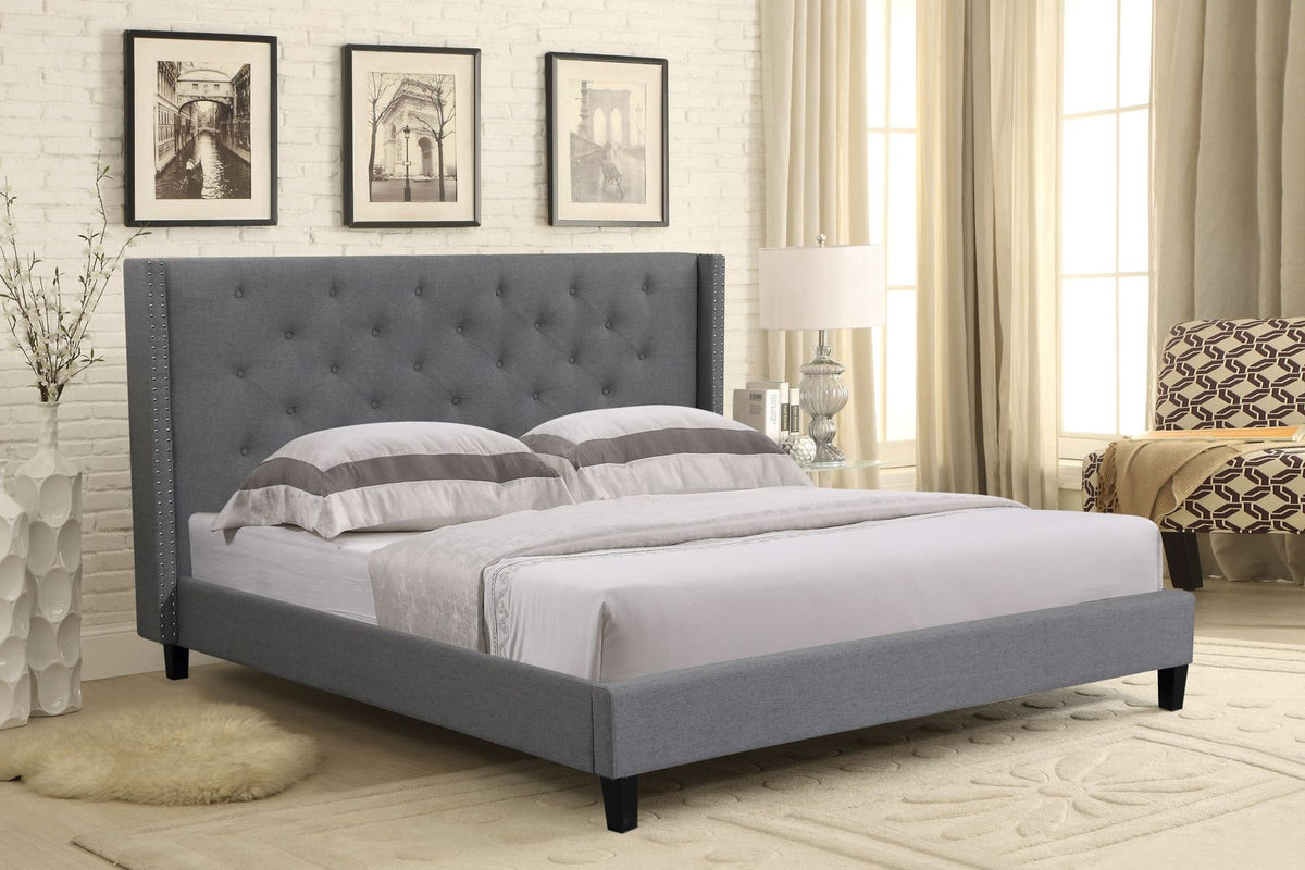 Husky Megan platform bed, grey in a bedroom setting