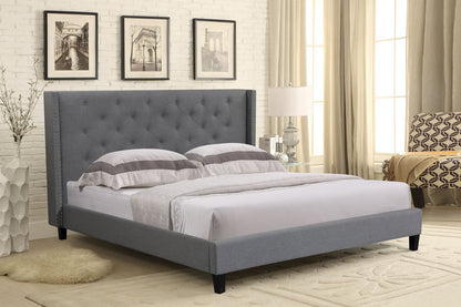 Husky Megan platform bed, grey in a bedroom setting