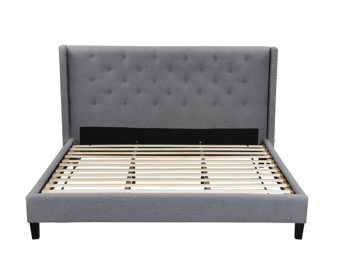 Husky Megan platform bed, grey on a white background