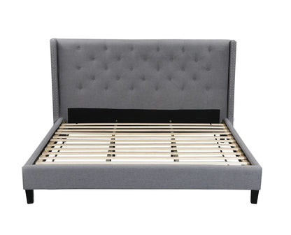 Husky Megan platform bed, grey on a white background