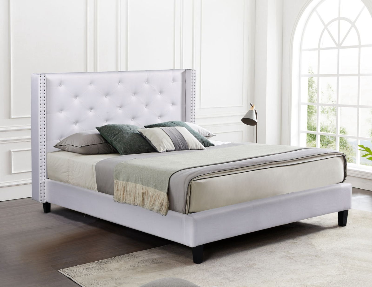 Husky Megan platform bed, white in a bedroom setting