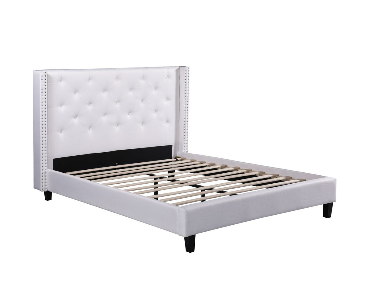 Husky Megan platform bed, white on a white background