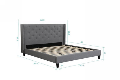 Husky Megan platform bed, grey, King size dimension diagram