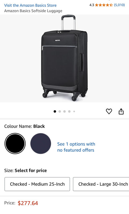 New 25” Suitcase - 360 Degree Spinner Wheels