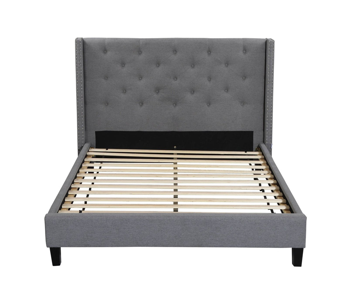 Husky Megan platform bed, grey on a white background