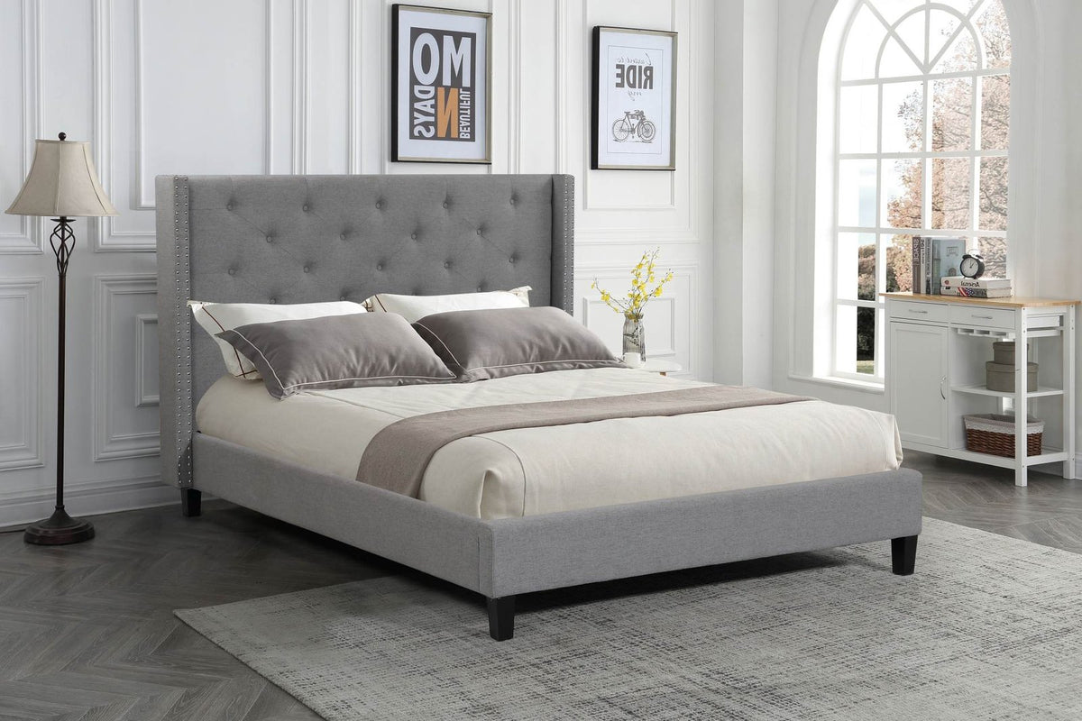 Husky Megan platform bed, grey in a bedroom setting