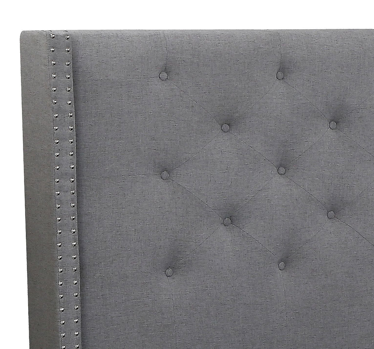 Husky Megan platform bed, grey, headboard close-up