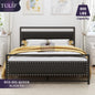 Queen Platform Bed Frame with Vinyl Headboard